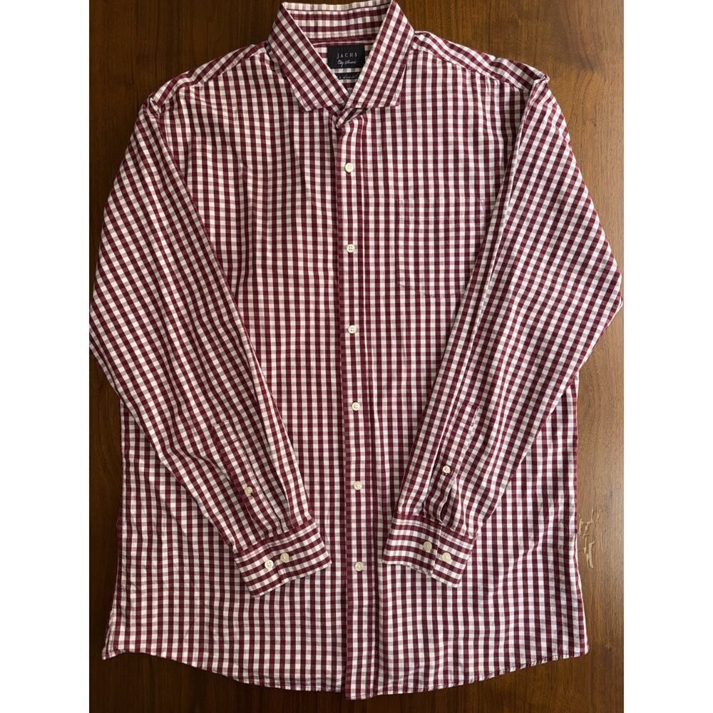 JACHS Men's City Smart Red Gingham Button-Down Shirt - Size XL